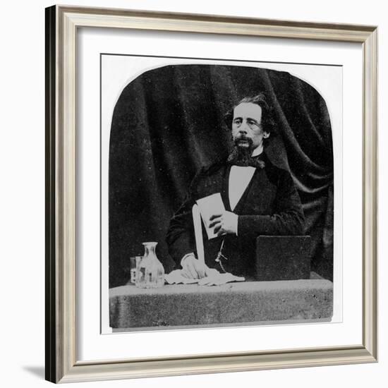 Charles Dickens (B/W Photo)-English Photographer-Framed Giclee Print