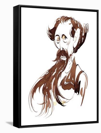 Charles Dickens - caricature-Neale Osborne-Framed Stretched Canvas