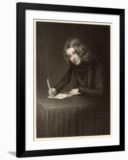 Charles Dickens English Writer Writing in 1842-Francis Alexander-Framed Art Print