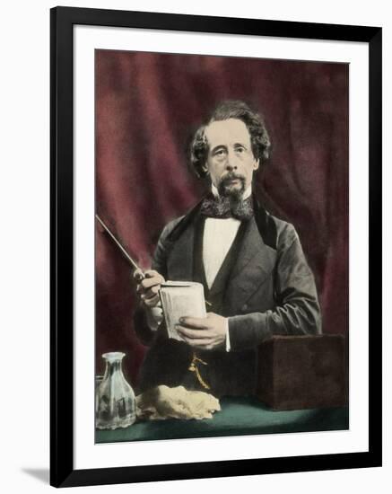 Charles Dickens Giving a Reading-null-Framed Photographic Print