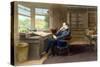 Charles Dickens in his study in Gadshill, 1865-70-French School-Stretched Canvas
