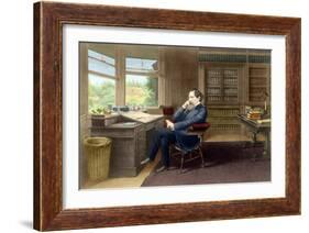 Charles Dickens in his study in Gadshill, 1865-70-French School-Framed Giclee Print