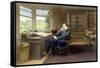 Charles Dickens in his study in Gadshill, 1865-70-French School-Framed Stretched Canvas