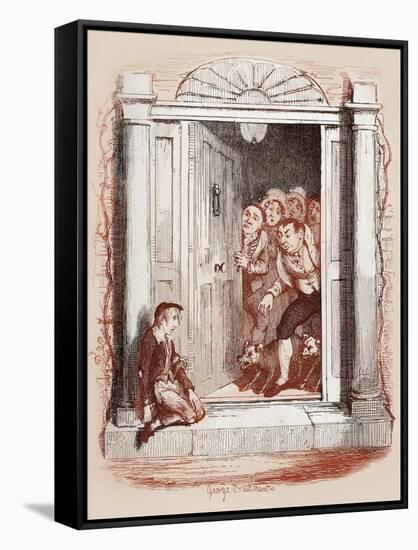 Charles Dickens 's 'The Adventures of Oliver Twist'-George Cruikshank-Framed Stretched Canvas