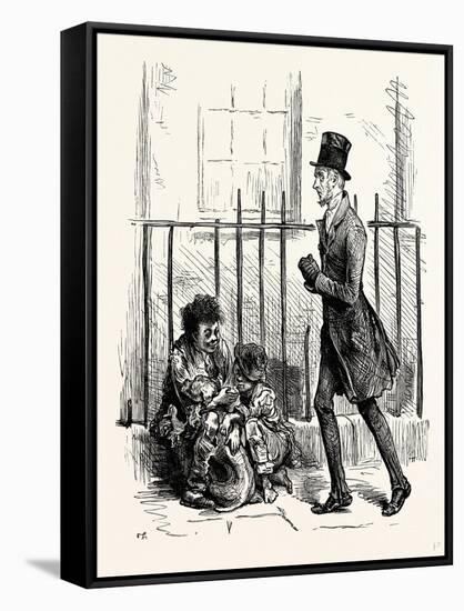 Charles Dickens Sketches by Boz Hurrying Along a By-Street-George Cruikshank-Framed Stretched Canvas