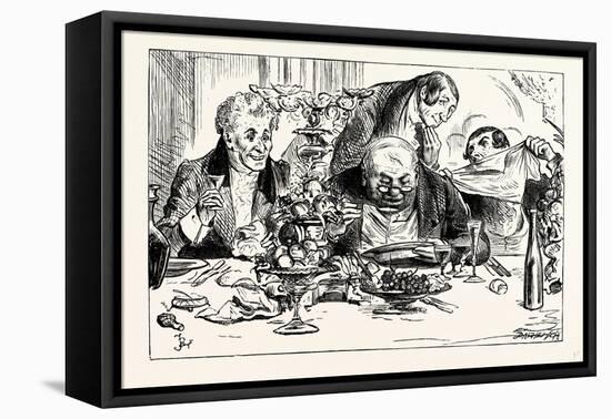 Charles Dickens Sketches by Boz Tureens of Soup are Emptied with Awful Rapidity-George Cruikshank-Framed Stretched Canvas