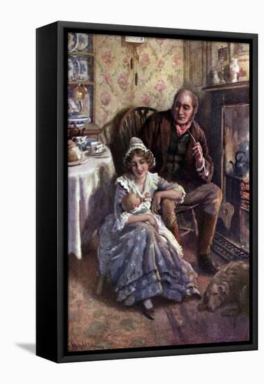 Charles Dickens 'The Cricket on the Hearth'-Harold Copping-Framed Stretched Canvas