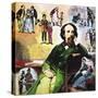 Charles Dickens with His Characters-Ralph Bruce-Stretched Canvas