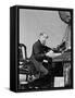 Charles Dickens Writing at Desk-null-Framed Stretched Canvas