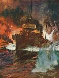 The Spanish Armada Lord Howard in the Ark Royal Attacks Medina Sidonia in the San Martin-Charles Dixon-Art Print