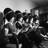 Women Aviation Workers under Hair Dryers in Beauty Salon, North American Aviation's Woodworth Plant-Charles E^ Steinheimer-Framed Photographic Print