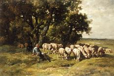 A Shepherd and His Flock-Charles Emile Jacque-Giclee Print