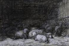 Shepherdess and Sheep, Fontainebleau-Charles Emile Jacque-Giclee Print