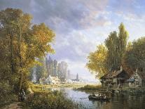 A Busy Riverside Village-Charles Euphrasie Kuwasseg-Giclee Print