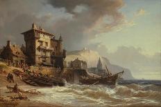 Hauling the Boats Ashore on the Coast of Brittany, 19Th Century-Charles Euphrasie Kuwasseg-Giclee Print