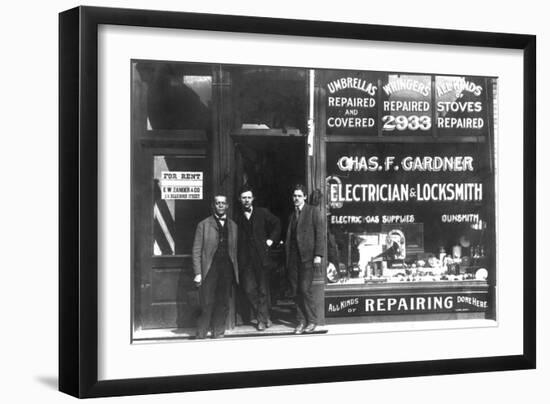 Charles F. Gardner, Electrician and Locksmith-null-Framed Premium Giclee Print