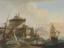 Harbour Scene at Sunset, 18Th Century (Oil on Canvas)-Charles Francois Lacroix de Marseille-Giclee Print