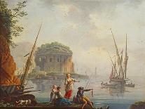 Harbour Scene at Sunset, 18Th Century (Oil on Canvas)-Charles Francois Lacroix de Marseille-Giclee Print