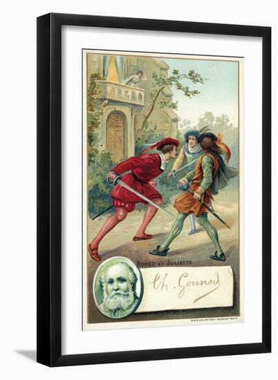 Charles Gounod, French Composer, and a Scene from His Opera Romeo Et Juliette-null-Framed Premium Giclee Print