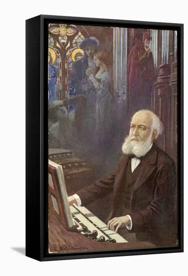 Charles Gounod French Musician and Composer Depicted Composing His Opera Faust-L. Balestrieri-Framed Stretched Canvas