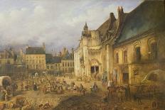 View of the Place De L'Hotel De Ville, Saint-Omer, 1832-Charles Goureau-Stretched Canvas