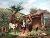 A Boy with Poultry and a Goat in a Farmyard-Charles Hunt-Giclee Print