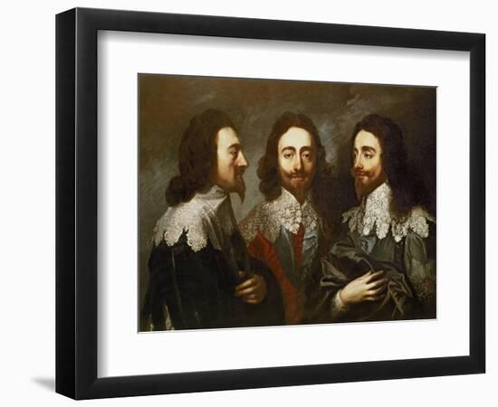 Charles I in Three Positions (1600-49) Painting after Van Dyck-Carlo Maratta or Maratti-Framed Giclee Print