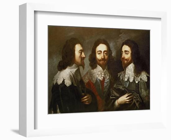 Charles I in Three Positions (1600-49) Painting after Van Dyck-Carlo Maratta or Maratti-Framed Giclee Print