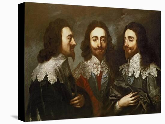 Charles I in Three Positions (1600-49) Painting after Van Dyck-Carlo Maratta or Maratti-Stretched Canvas