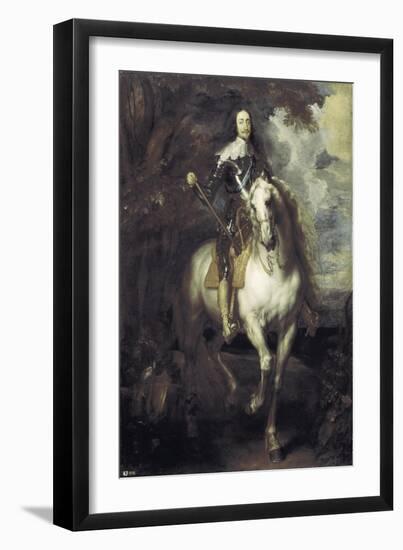 Charles I on Horseback-Sir Anthony Van Dyck-Framed Art Print