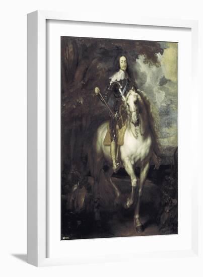 Charles I on Horseback-Sir Anthony Van Dyck-Framed Art Print