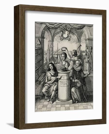 Charles II as Patron of the Royal Society-John Evelyn-Framed Giclee Print