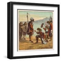 Charles II Lands at Dover and is Saluted as King of England by General Monk Who Kneels Before Him-Joseph Kronheim-Framed Art Print