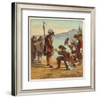 Charles II Lands at Dover and is Saluted as King of England by General Monk Who Kneels Before Him-Joseph Kronheim-Framed Art Print