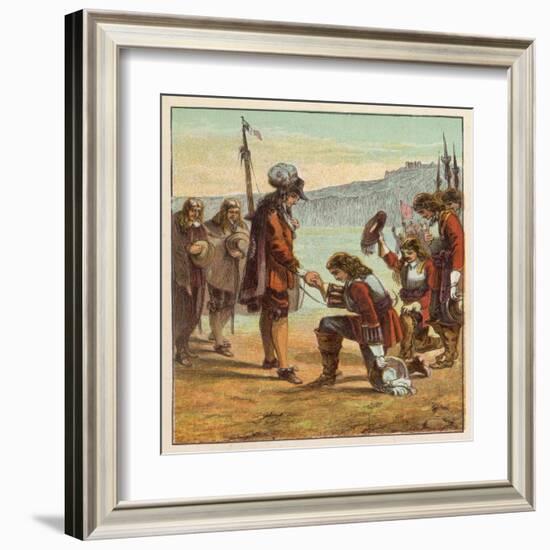 Charles II Lands at Dover and is Saluted as King of England by General Monk Who Kneels Before Him-Joseph Kronheim-Framed Art Print