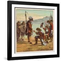 Charles II Lands at Dover and is Saluted as King of England by General Monk Who Kneels Before Him-Joseph Kronheim-Framed Art Print