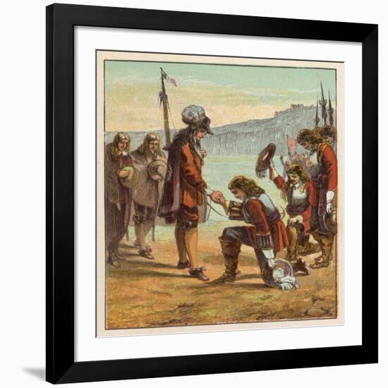 Charles II Lands at Dover and is Saluted as King of England by General Monk Who Kneels Before Him-Joseph Kronheim-Framed Art Print