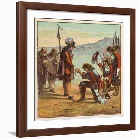 Charles II Lands at Dover and is Saluted as King of England by General Monk Who Kneels Before Him-Joseph Kronheim-Framed Art Print