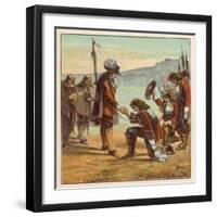 Charles II Lands at Dover and is Saluted as King of England by General Monk Who Kneels Before Him-Joseph Kronheim-Framed Art Print