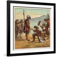 Charles II Lands at Dover and is Saluted as King of England by General Monk Who Kneels Before Him-Joseph Kronheim-Framed Art Print