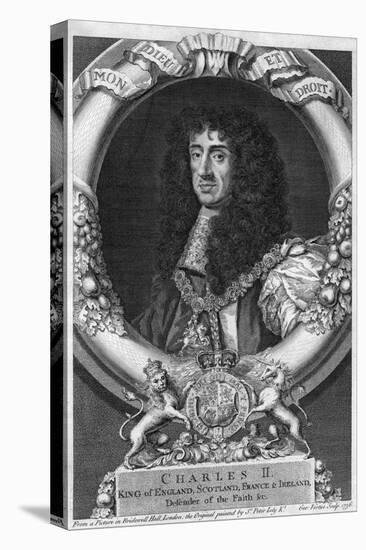 Charles II (Vertue Eng.)-George Vertue-Stretched Canvas