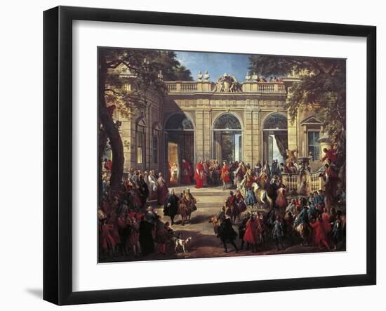 Charles III of Bourbon on Visit to Pope Benedict XIV in the Coffee House of the Quirinal, 1746-Giovanni Paolo Pannini-Framed Giclee Print