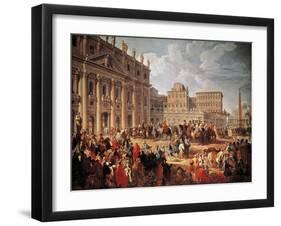 Charles III Visiting Saint Peter's Basilica, Rome, 1746-Giovanni Paolo Pannini-Framed Giclee Print