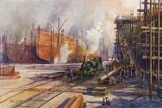 WW1 Shipbuilding Yard-Charles J De Lacy-Art Print