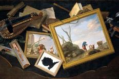 Charles Joseph Flipart / 'Landscape with architectural perspective and broken obelisk surrounded...-CHARLES JOSEPH FLIPART-Framed Poster