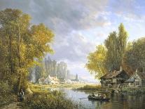 River Scene in France-Charles Kuwasseg-Giclee Print