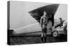 Charles Lindbergh (1902-1974) American Aviator in Front of His Plane Spirit of Saint Louis-null-Stretched Canvas