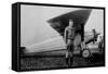 Charles Lindbergh (1902-1974) American Aviator in Front of His Plane Spirit of Saint Louis-null-Framed Stretched Canvas