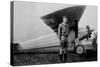 Charles Lindbergh (1902-1974) American Aviator in Front of His Plane Spirit of Saint Louis-null-Stretched Canvas