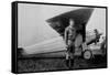 Charles Lindbergh (1902-1974) American Aviator in Front of His Plane Spirit of Saint Louis-null-Framed Stretched Canvas